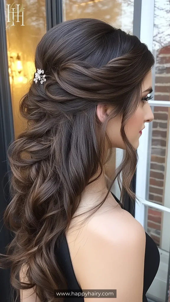 Half up half down prom hair 27