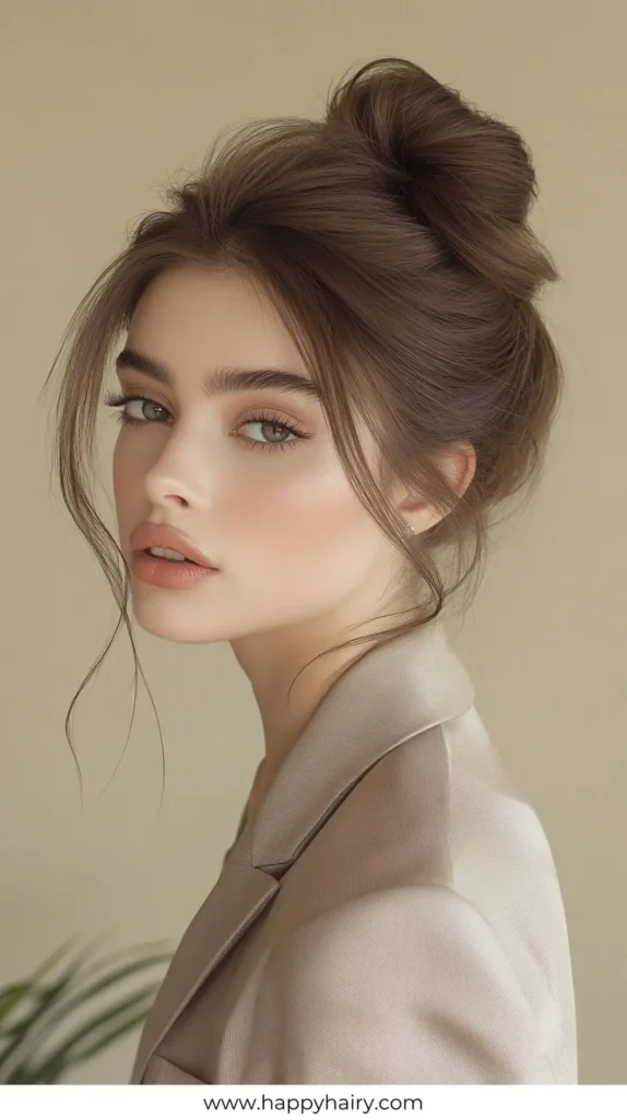 High Bun High 3 Quick Work Hairstyles for Long hair 9