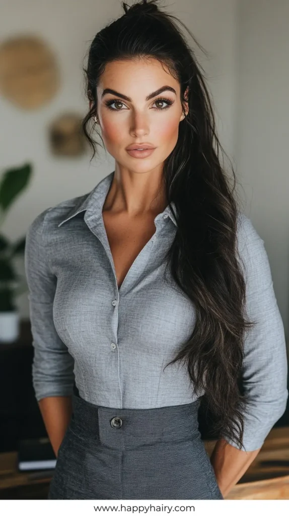 Relaxed Ponytail 3 Easy Work Hairstyles for Long Hair 9