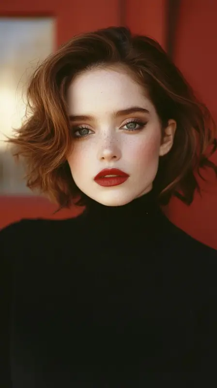 Vintage Vibe: The Fiery Crimson Wave - 90s blowout hair short