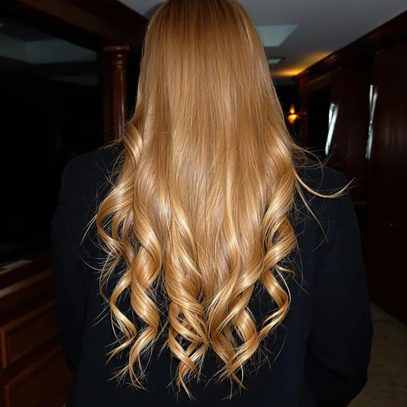 Golden Glamor: Waves that Dazzle - blowout-hair