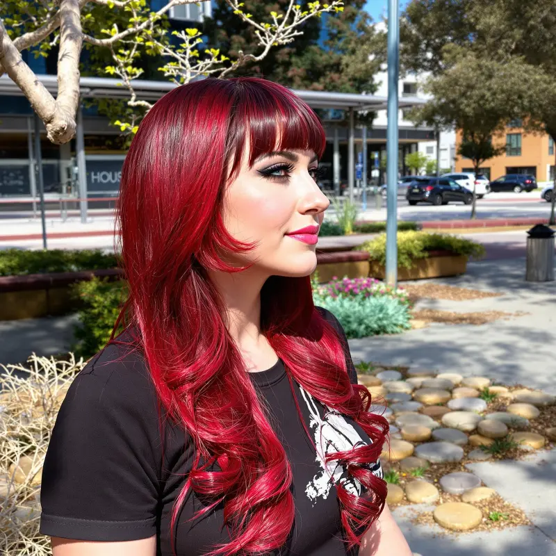 Dazzling Crimson Mane Day - blowout-hair