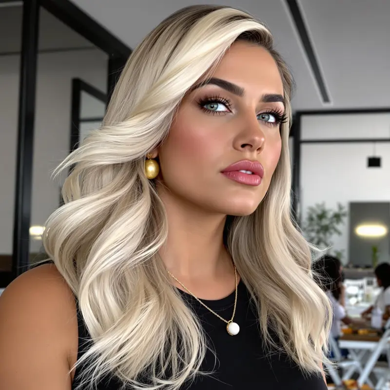 Radiant Blonde Waves: A Dance of Light and Elegance - blowout-hair