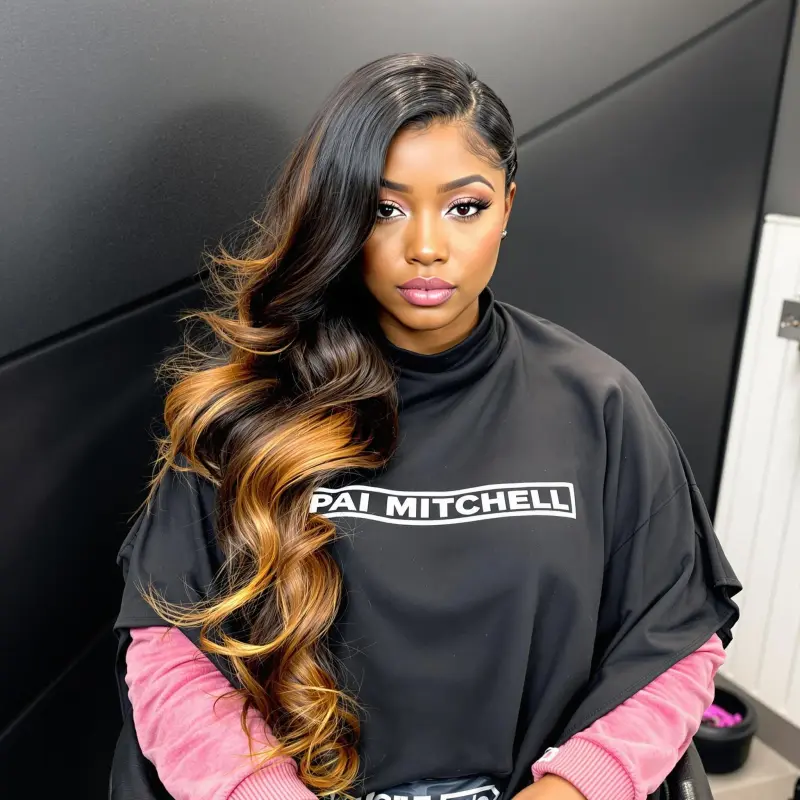 Cascading Tresses: An Exquisite Hair Metamorphosis - blowout side part