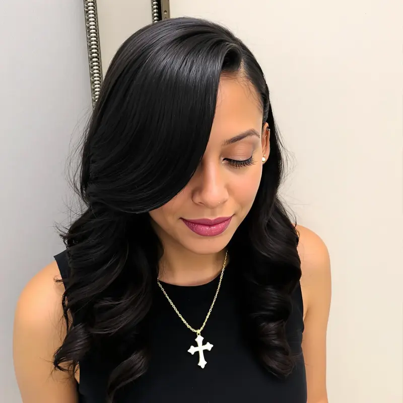 Glossy Magic: Unleash Your Inner Star - blowout side part