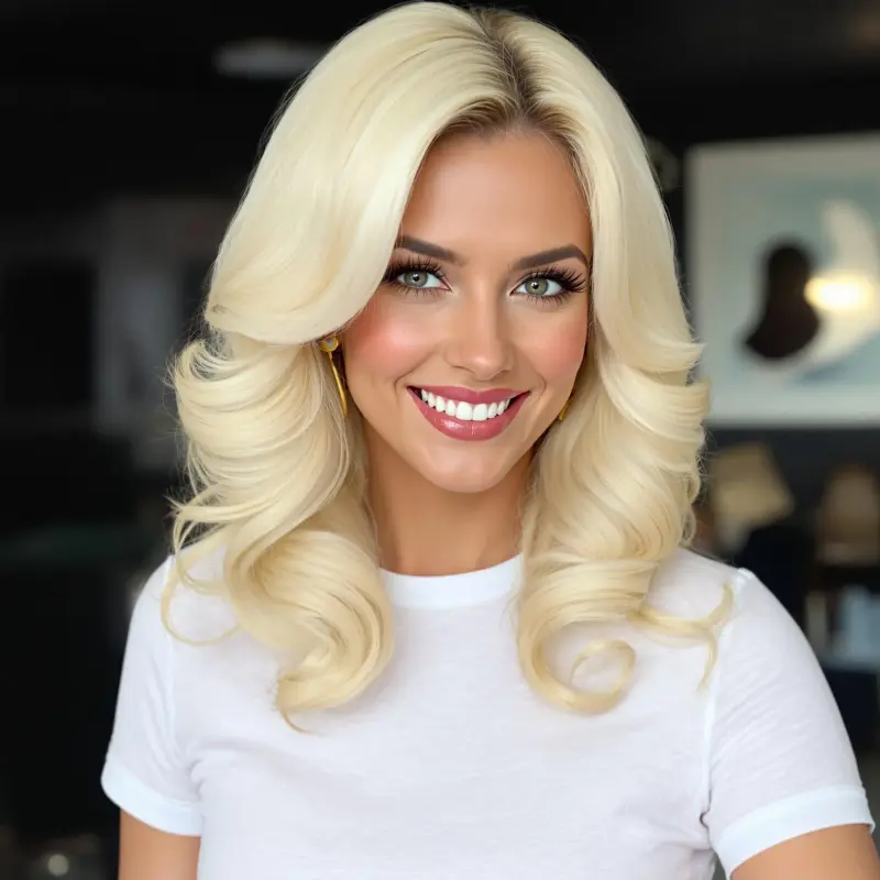 Golden Glow: The Blowout Spectacle - bouncy blowout curls
