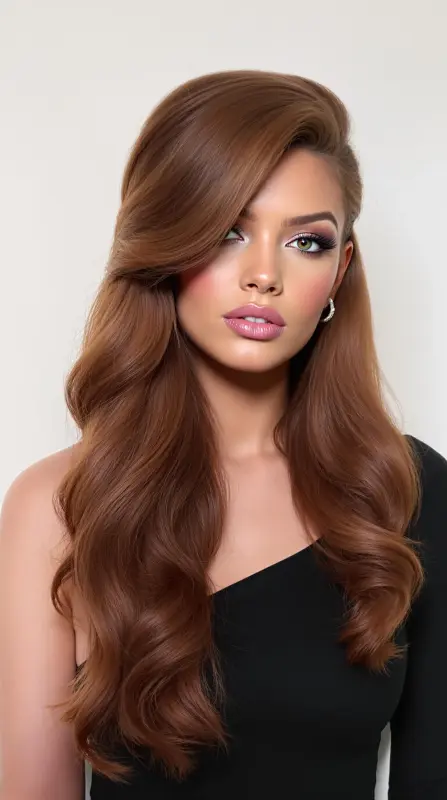 Unleash Your Inner Glam: Dive into Divine Waves - brown blowout hair