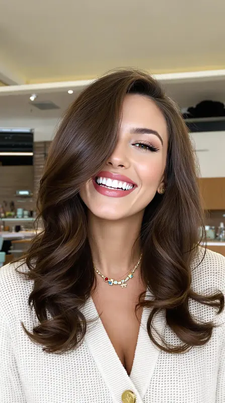 Spellbinding Oceanic Waves - brown blowout hair