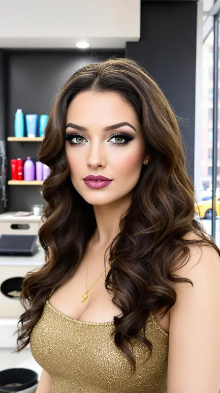 Effortlessly Enchanting: Waves of Wonder - brown blowout hair