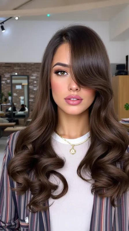 Whirlwind Waves: A Symphony of Style - brown blowout hair