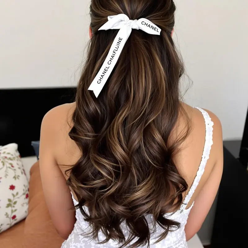 Effortless Glamour: The Iconic Ribbon Twist - old money brown hair