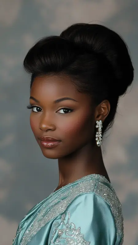 Ebony Elegance: The Glamorous 80s Prom Updo - 80s Prom Hair