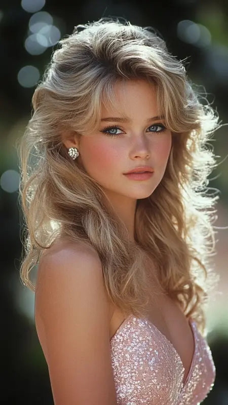 Timeless Temptress: The Blonde Wave of 80s Prom Excellence - 80s Prom Hair