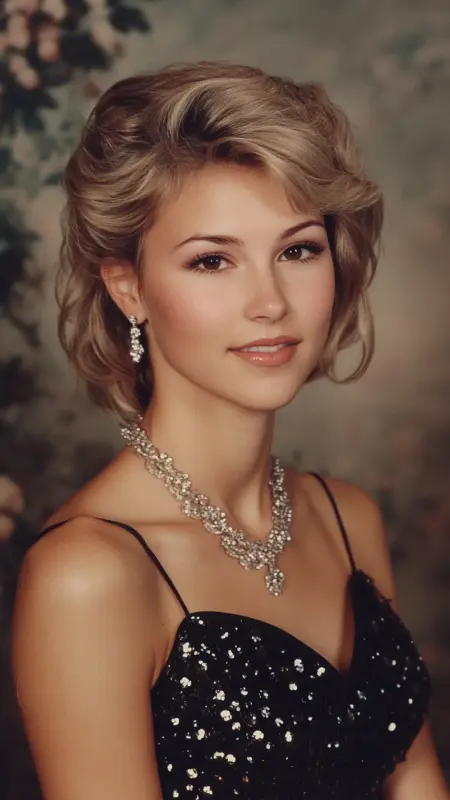 Glamorous Retro Waves: Reimagined Bob - 80s Prom Hair