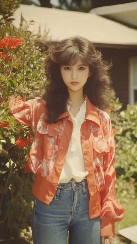 Glamorous 80s Muse: Enchanting Dark Waves with Playful Bangs - 80s Prom Hair