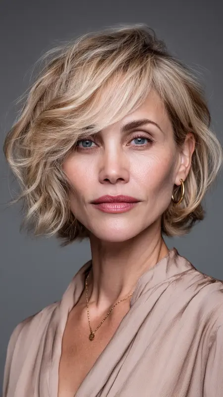 A-Line Bob with Side-Swept Fringe - bob hair styles for women over 50