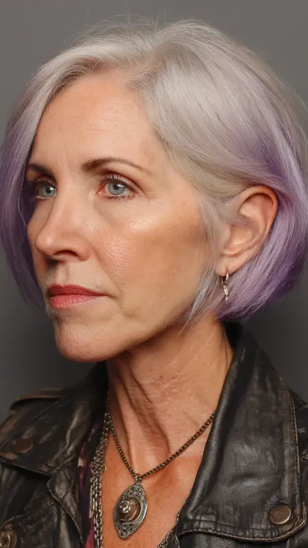 Angled Bob with Peekaboo Highlights - bob hair styles for women over 50