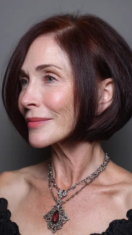 Angled Bob with Side Part - bob haircuts for women over 60 with fine hair