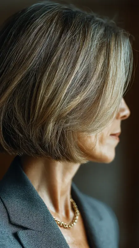 Angled Bob with Subtle Stacking - Shoulder Length Haircuts For Women Over 60