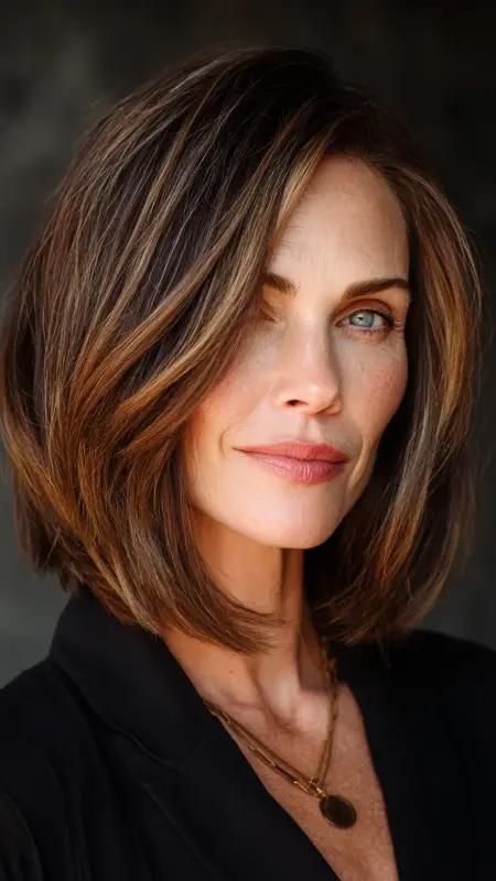 Angled Lob with Swoop Layers - Sassy hair older women