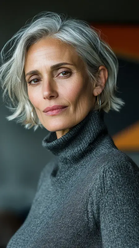 Angled Lob with Tapered Ends - Shoulder Length Hairstyles For Women Over 60