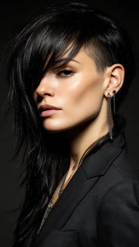 Asymmetrical Blowout with Curtain Bangs - Blowout with curtain bangs