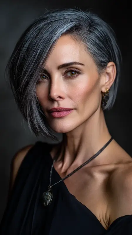 Asymmetrical Bob - Medium Length Bob Haircuts For Women Over 50