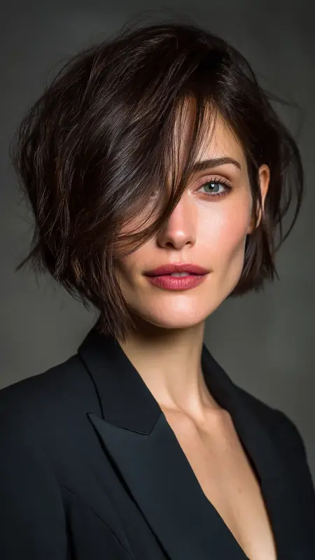 Asymmetrical Bob with Side Part - hair styles for women over 40
