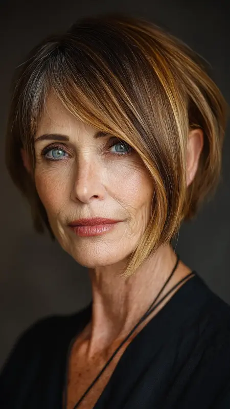Asymmetrical Bob with Side Sweep - Sassy hair older women