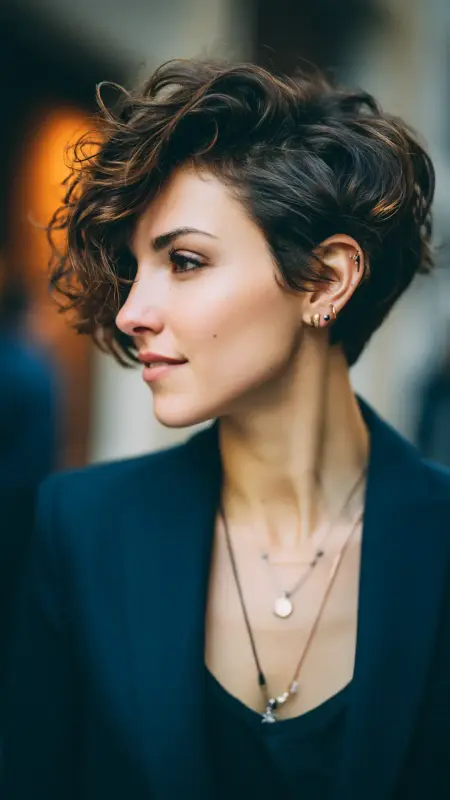 Asymmetrical Permed Pixie - Permed pixie hairstyles