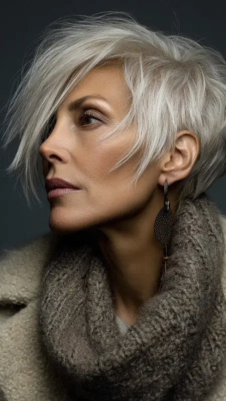 Asymmetrical Pixie - Pixie hairstyles for older women over 60
