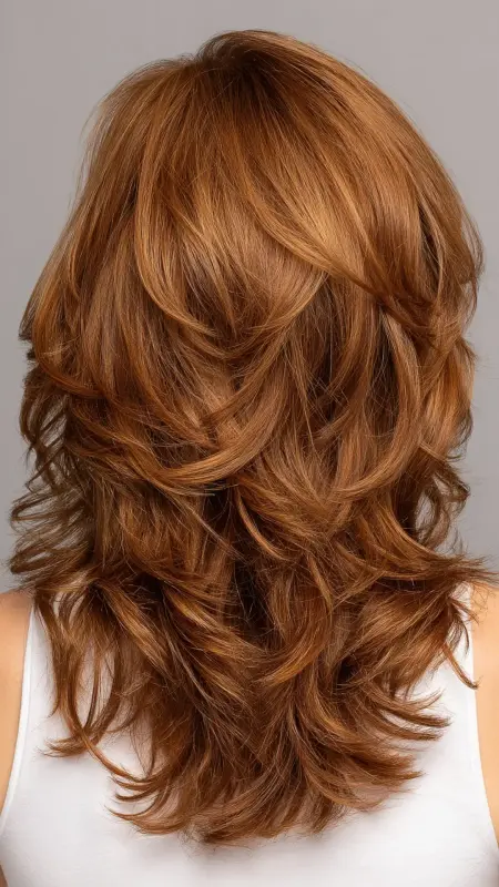 Auburn Layered Shag - Low maintenance hair color