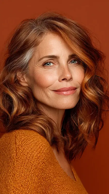 Auburn with Copper Balayage - Hair color ideas for women over 50