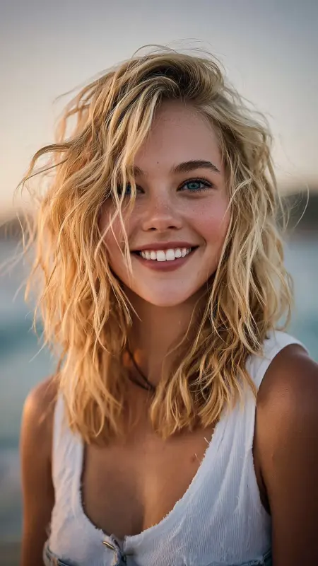 Beachy Mid-Length Layers - Digital Perm