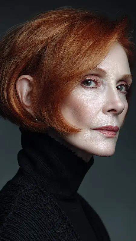 Blunt Bob with Center Part - Hairstyles for over 70 year old women