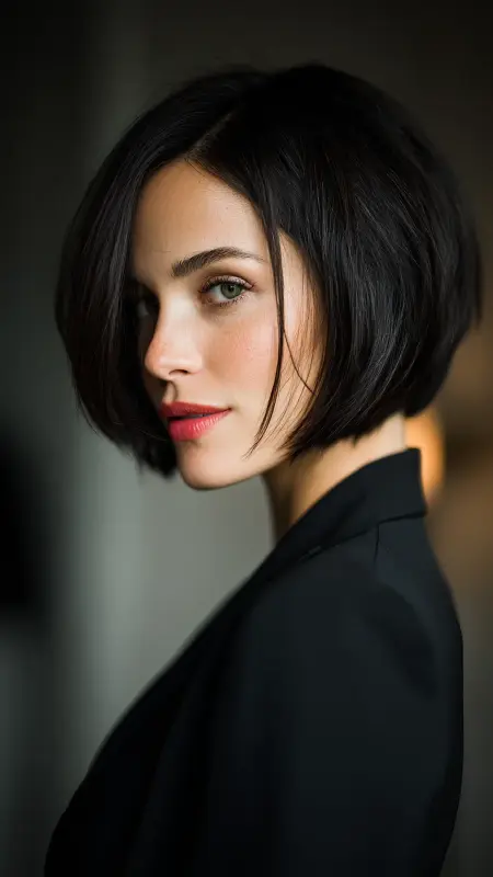 Blunt Bob with Deep Side Part -  Youthful haircuts 