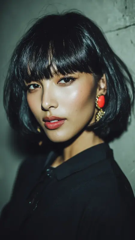 Blunt Cut with Baby Bangs -  Youthful haircuts 
