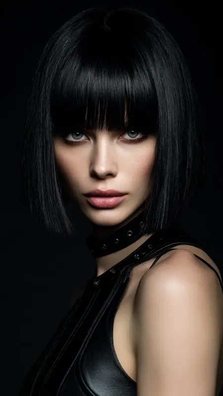Blunt Inverted Bob with Micro Bangs - Inverted Bob Haircuts For Fine Hair