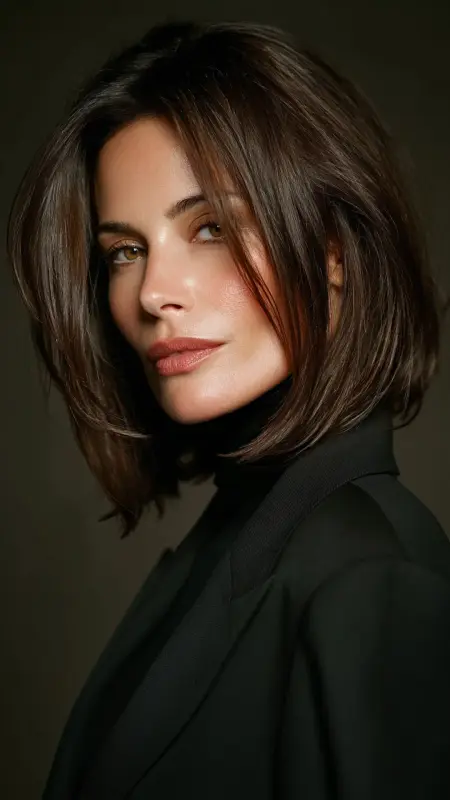 Blunt Lob with Center Part - Haircuts For Women Over 50 With Fine Hair