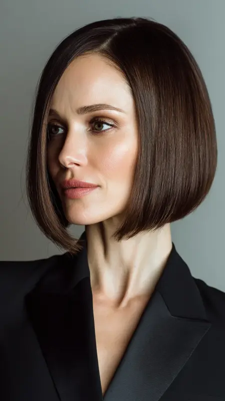 Blunt Shoulder-Length Bob - Shoulder length haircut for round faces