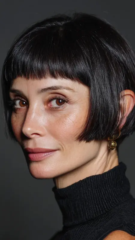 Bob with Baby Bangs - Medium Length Bob Haircuts For Women Over 50
