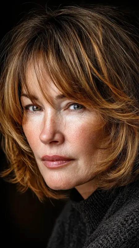 Bob with Feathered Layers - bob haircuts for women over 60 with fine hair