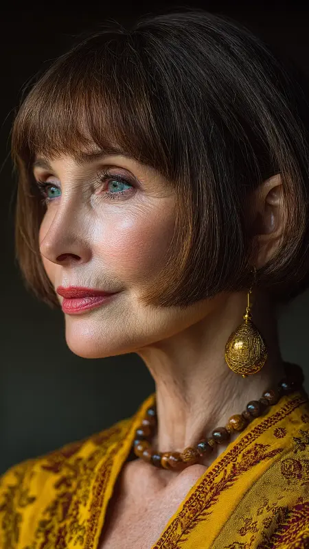 Bob with Feathered Side Bangs - bob hair styles for women over 50