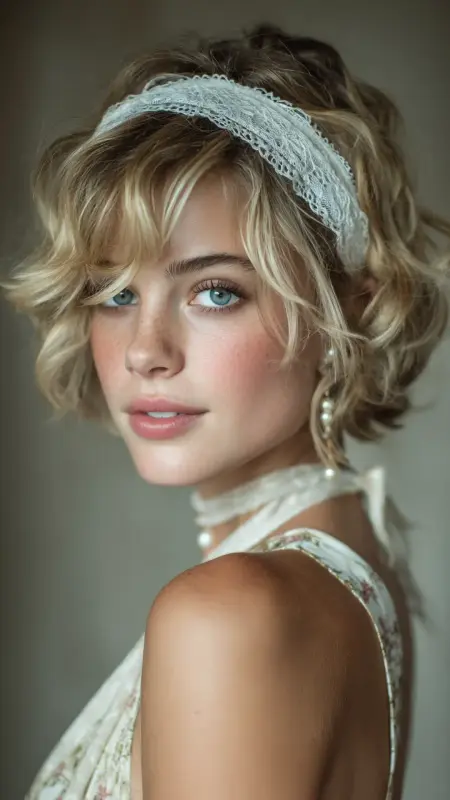 Bob with Lace Headband - 50s bob