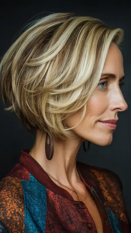 Bob with Streaked Highlights - bob hair styles for women over 50