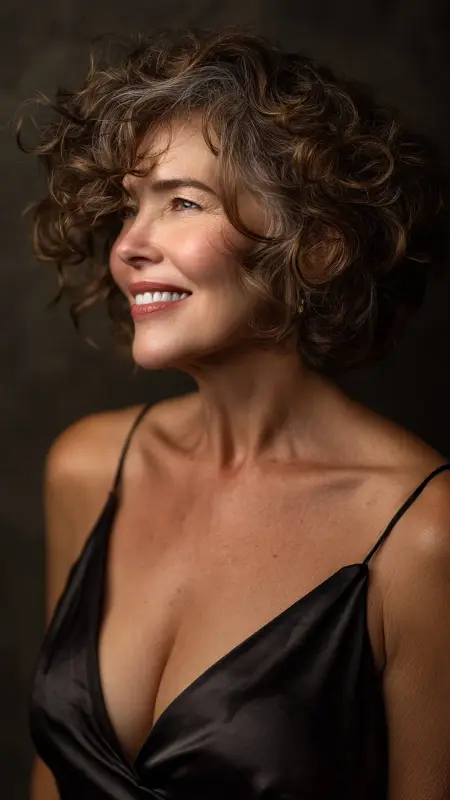 Bob with Voluminous Curls - Medium Length Bob Haircuts For Women Over 50