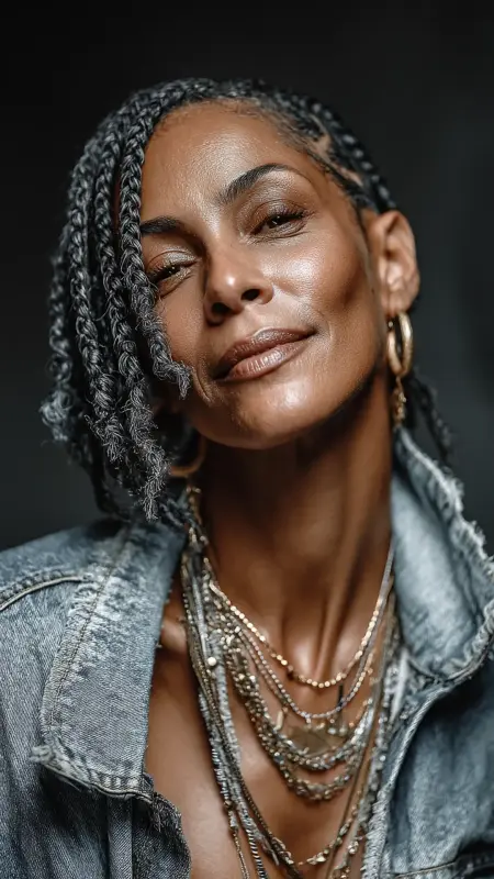 Box Braids Bob - Hairstyles For Black Women Over 50
