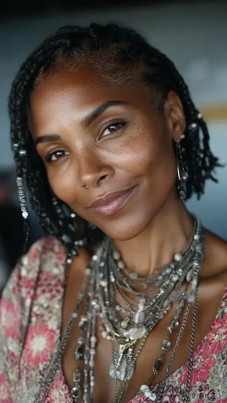 Braided Bob with Beads - Hairstyles for Older Black Women