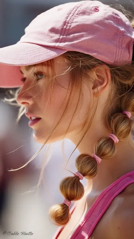 Bubble Ponytail  Trucker Hat -  Trucker Hat Hairstyles 