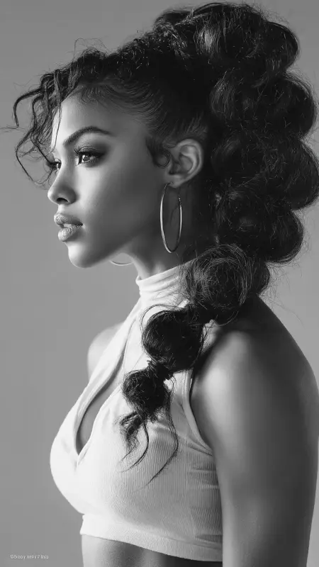 Bubble Ponytail With Edge Accents - Coarse Hairstyles For Women